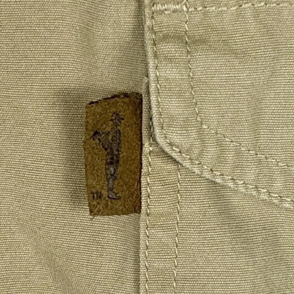 VTG Eddie Bauer Legend Elkhorn Shirt Mens L Tan Khaki Canvas Outdoor Hiking 90s